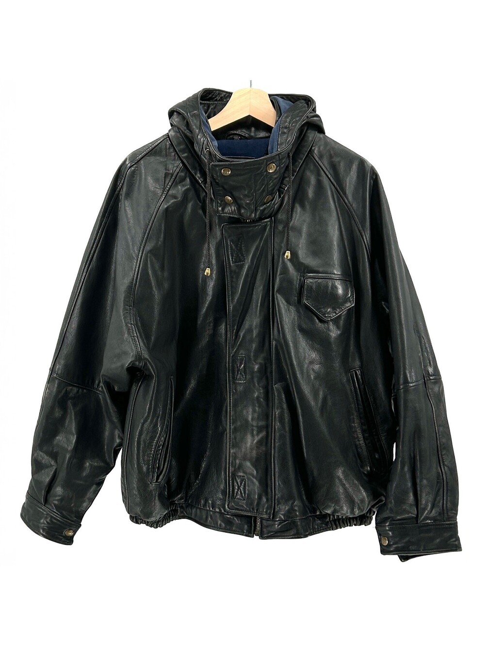 Vintage 90s DAF David Fahren Black Leather Bomber Jacket